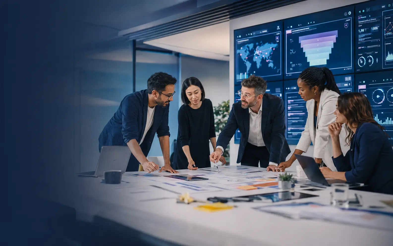 Corporate digital growth team developing a marketing and revenue strategy